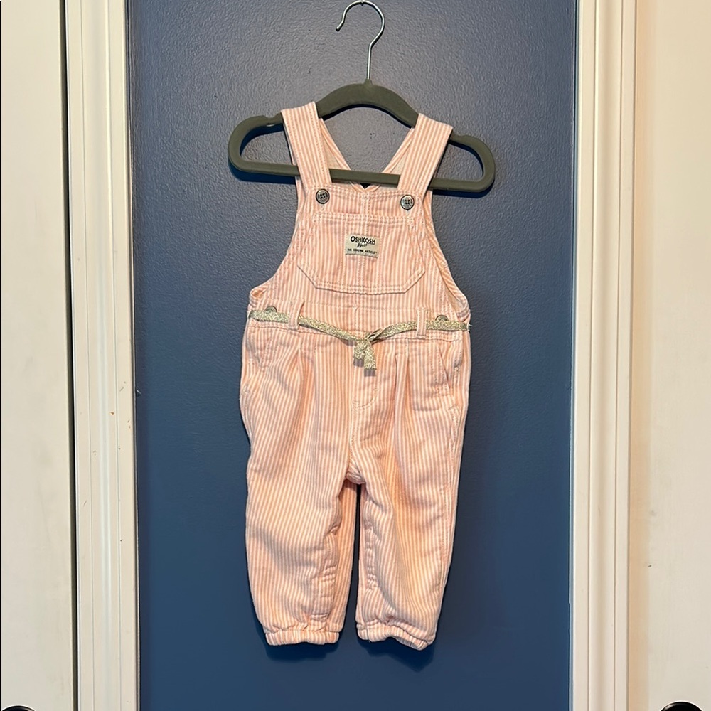 OshKosh B'gosh Light Pink Striped Overalls